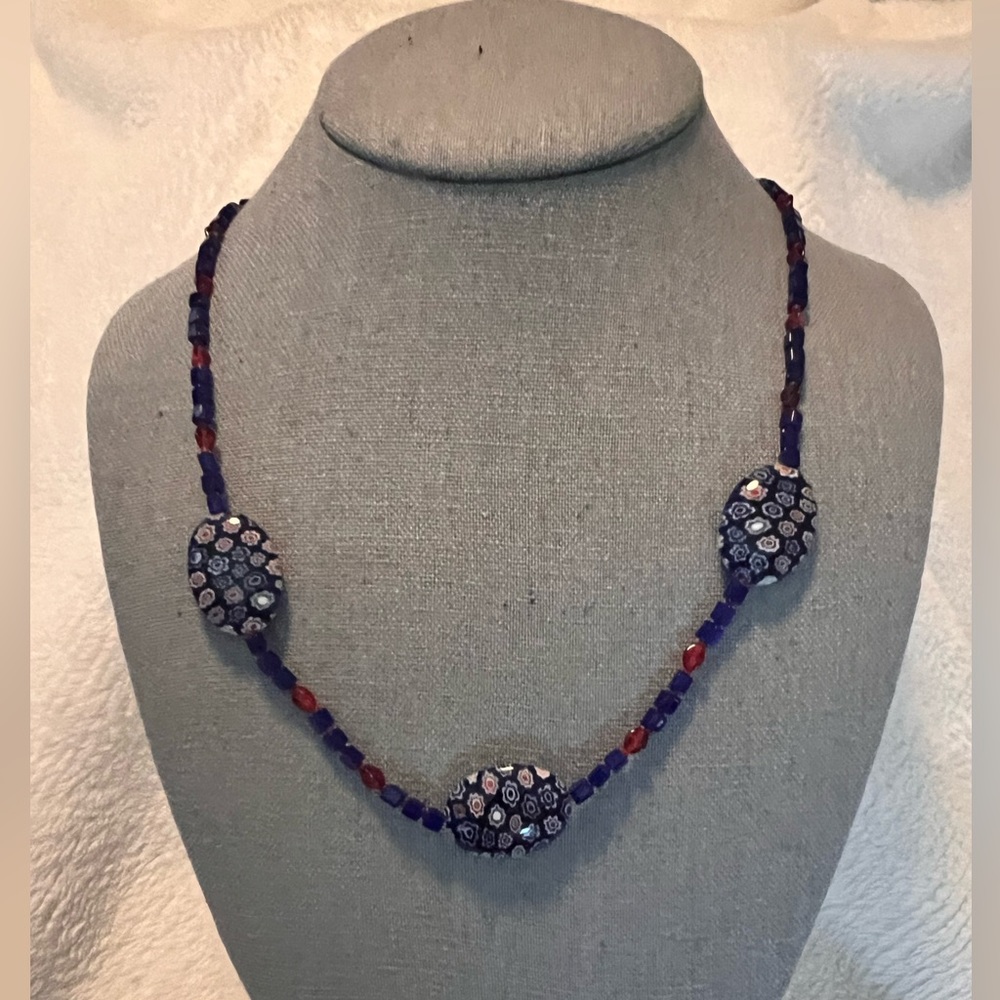 Vintage Milifori Murano Glass Bead Choker Style Necklace